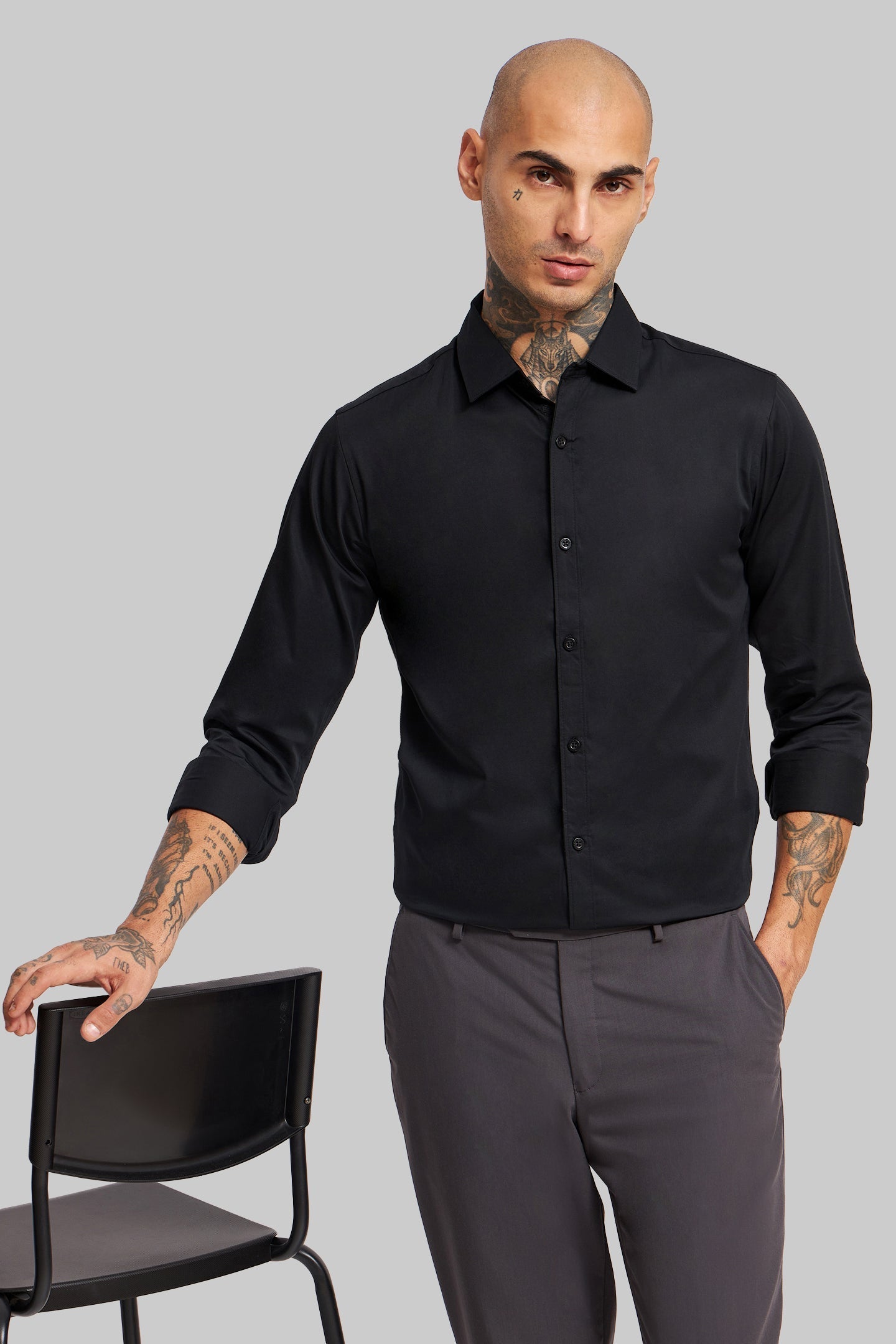 Pack of 2 Slim Fit Men's Shirt Combo - Black/ Green