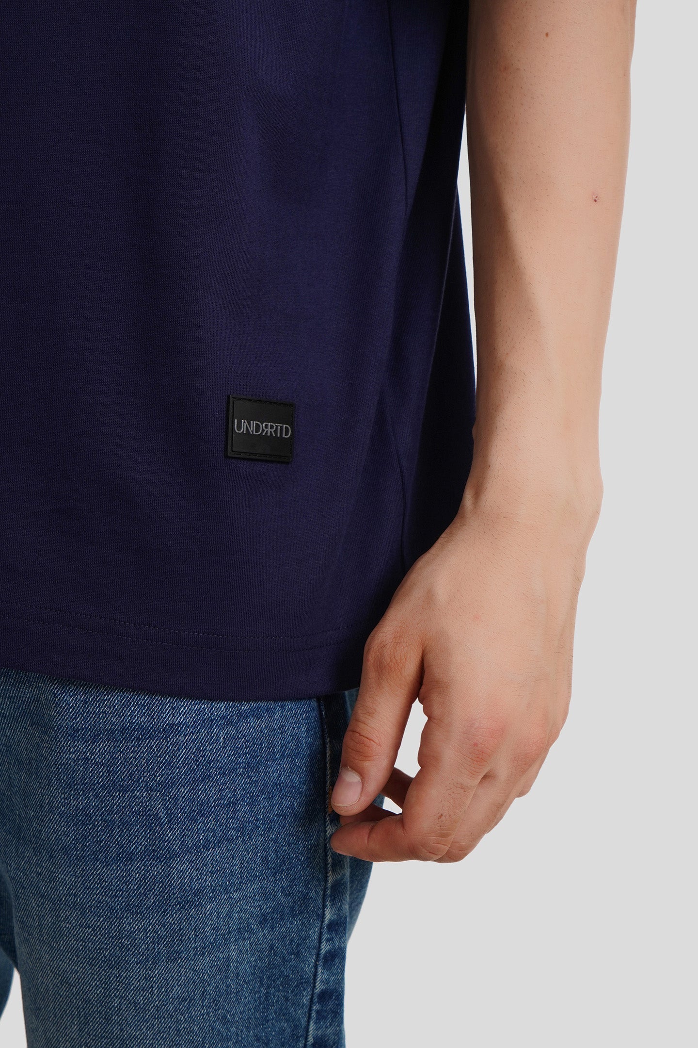 Abstract Disconnected Mind Print Navy Blue Baggy Fit T-Shirt Men