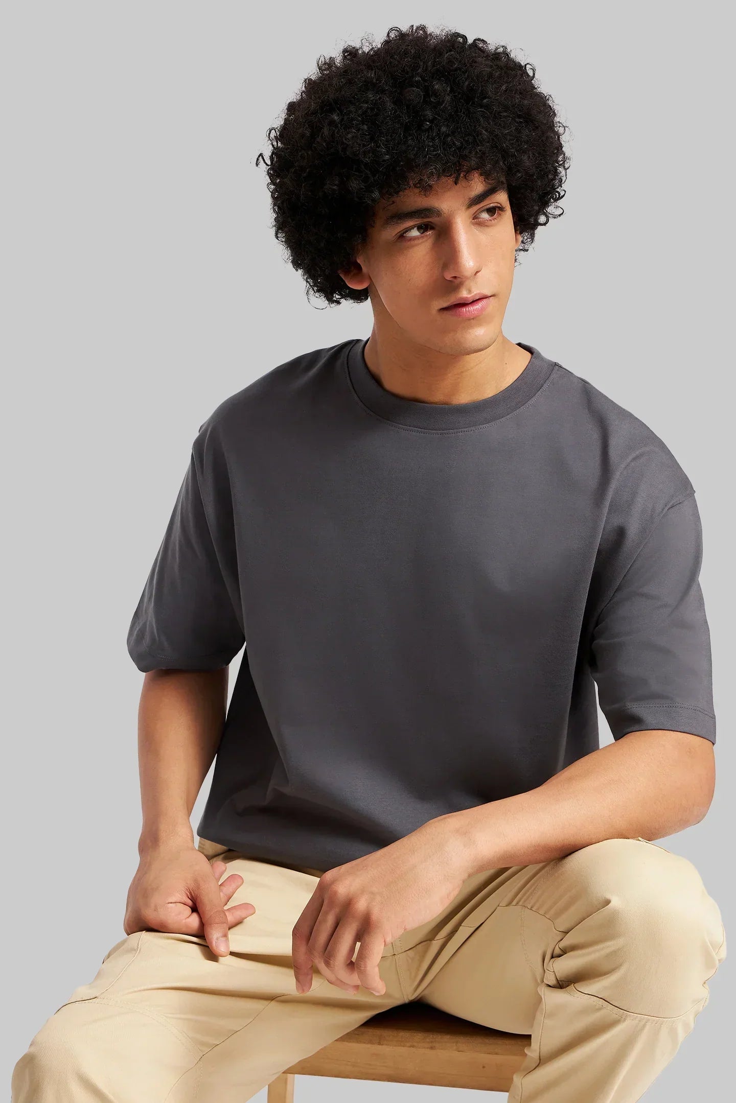 Pack of 4 Oversized Fit T-shirts -Beige/Lilac/Red/Grey