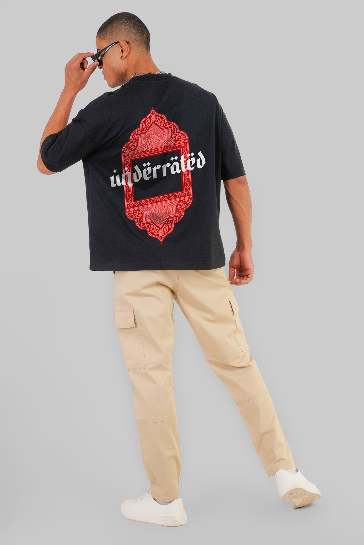 Urban Arabic Vibe Black Baggy Fit T-Shirt Men