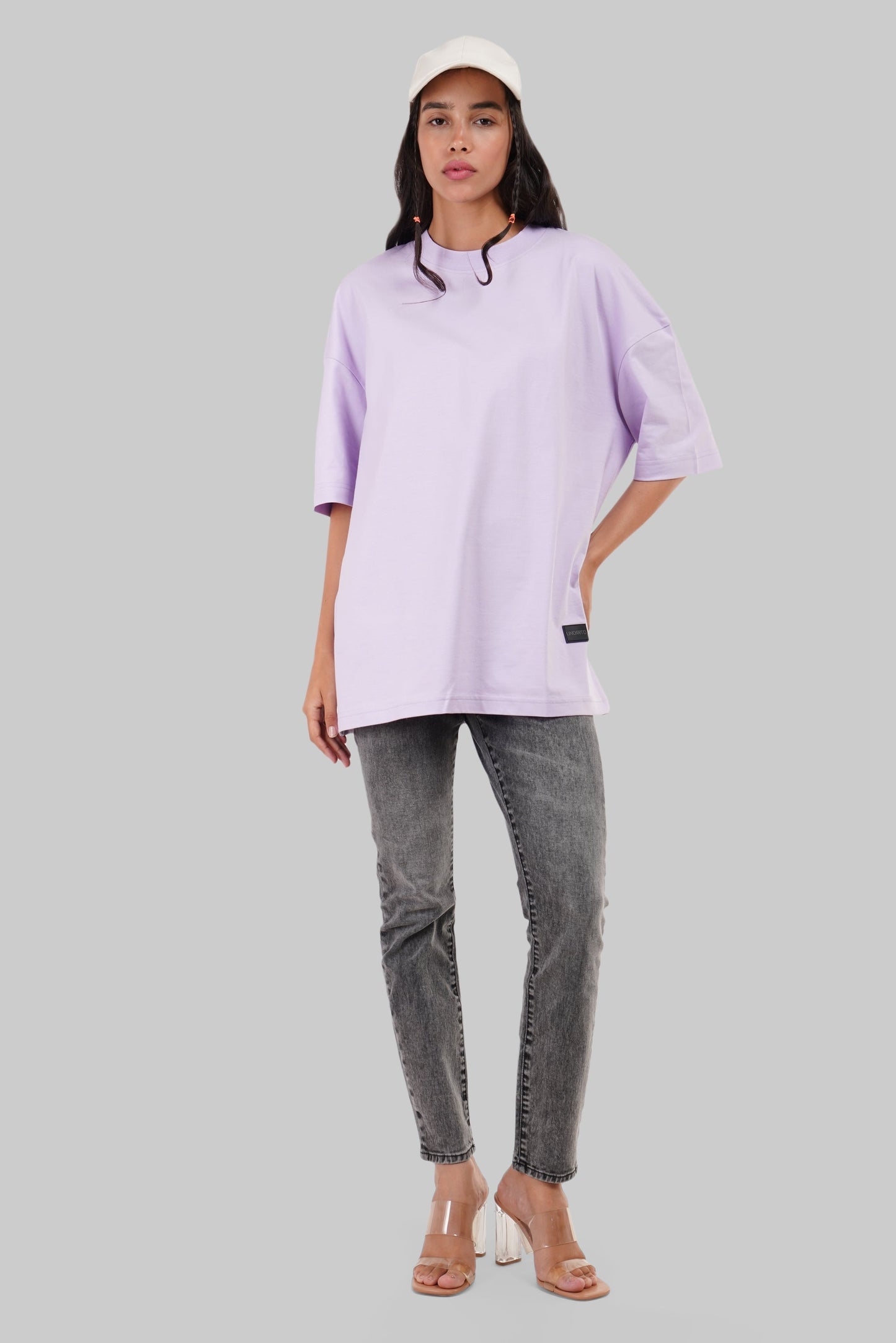 Mushrooms Print Lavender Baggy Fit T-Shirt Women