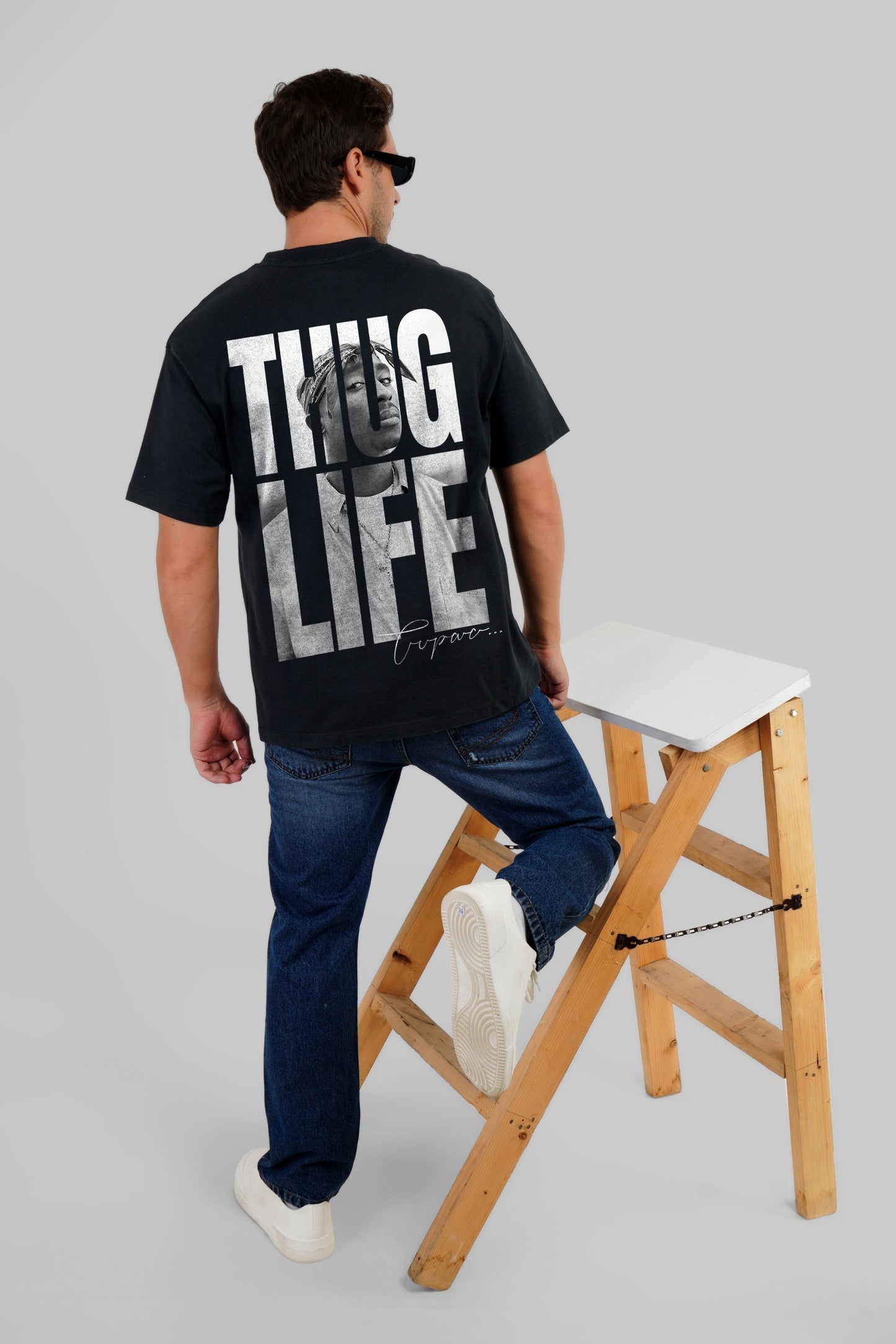 Tupac Black Oversized Fit T-Shirt Men