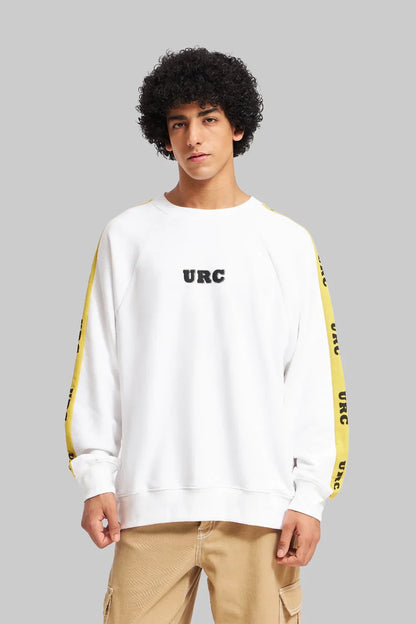 Printed Sleeves White Raglan Sweatshirt