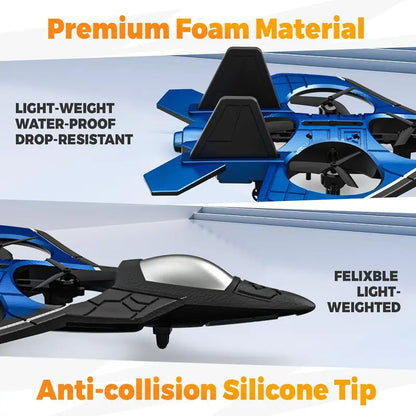 Foam Drone RC✈ Airplane for Kids and Beginners, Remote Control ✨Plane Fighter Jet with LED Light, Auto Hovering, 360° Flip