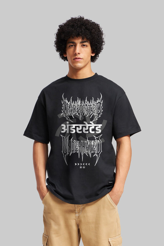 Firerated Black Oversized Fit T-Shirt Men