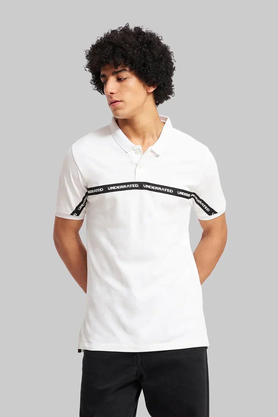 Pack of 3 Men's Polo T-shirt combo - Tapework White/ Navy/ Colourblocked navy