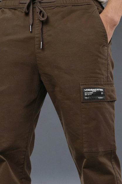Brown Mid Rise Regular Fit Men's Cargo