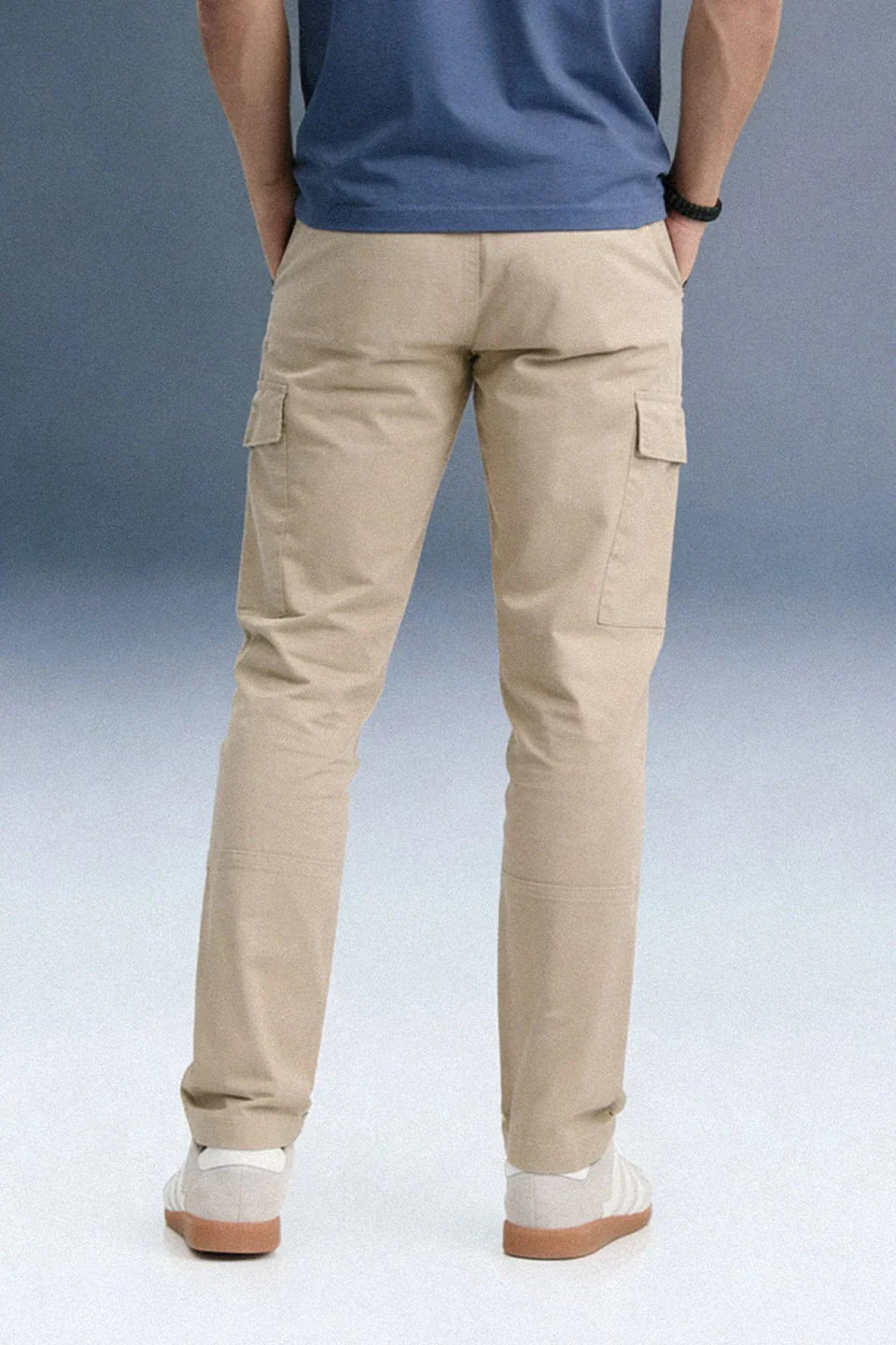 Beige Mid Rise Regular Fit 6 pocket Men's Cargo