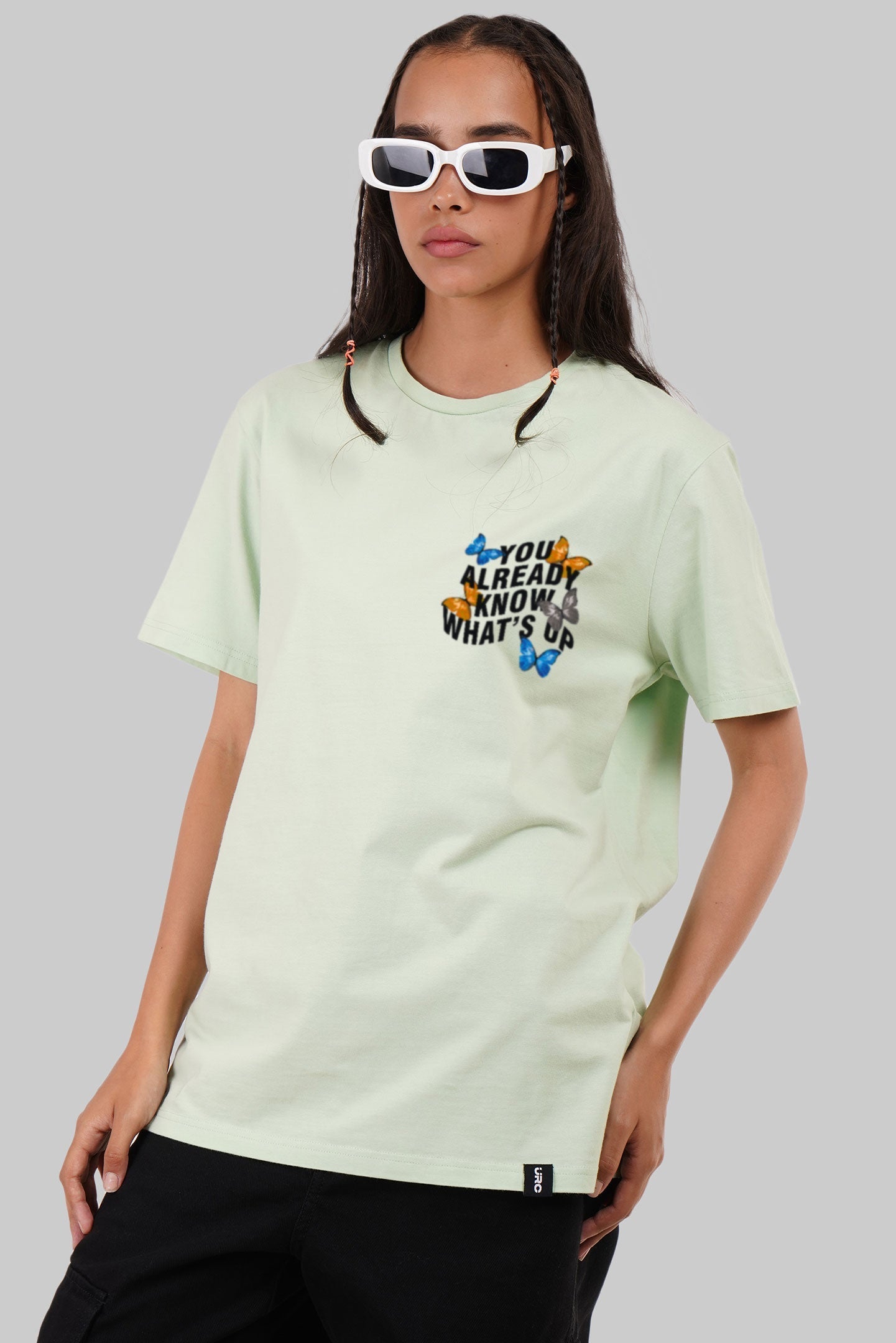 You Already Know Whats Up Mint Green Boyfriend Fit T-Shirt Women