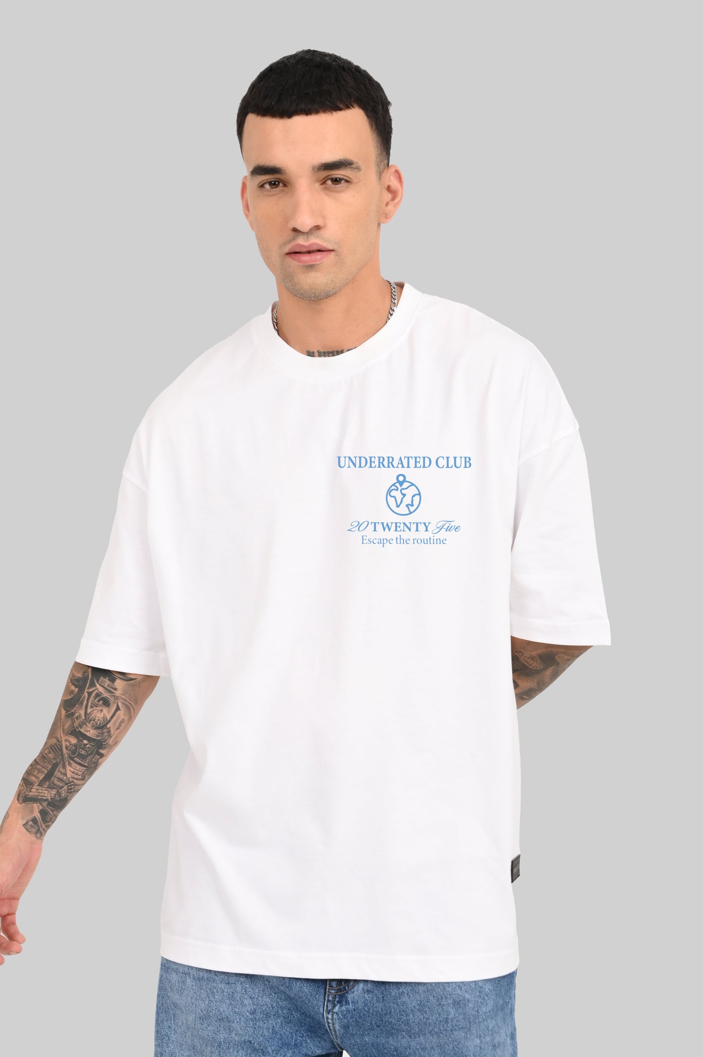 2025 Escape The Routine White Baggy Fit T-Shirt Men