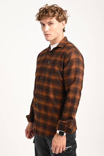 Brown Plaid Check Shirt