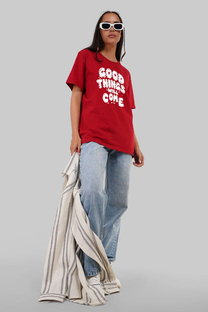 Good Things Red Boyfriend Fit T-Shirt Women