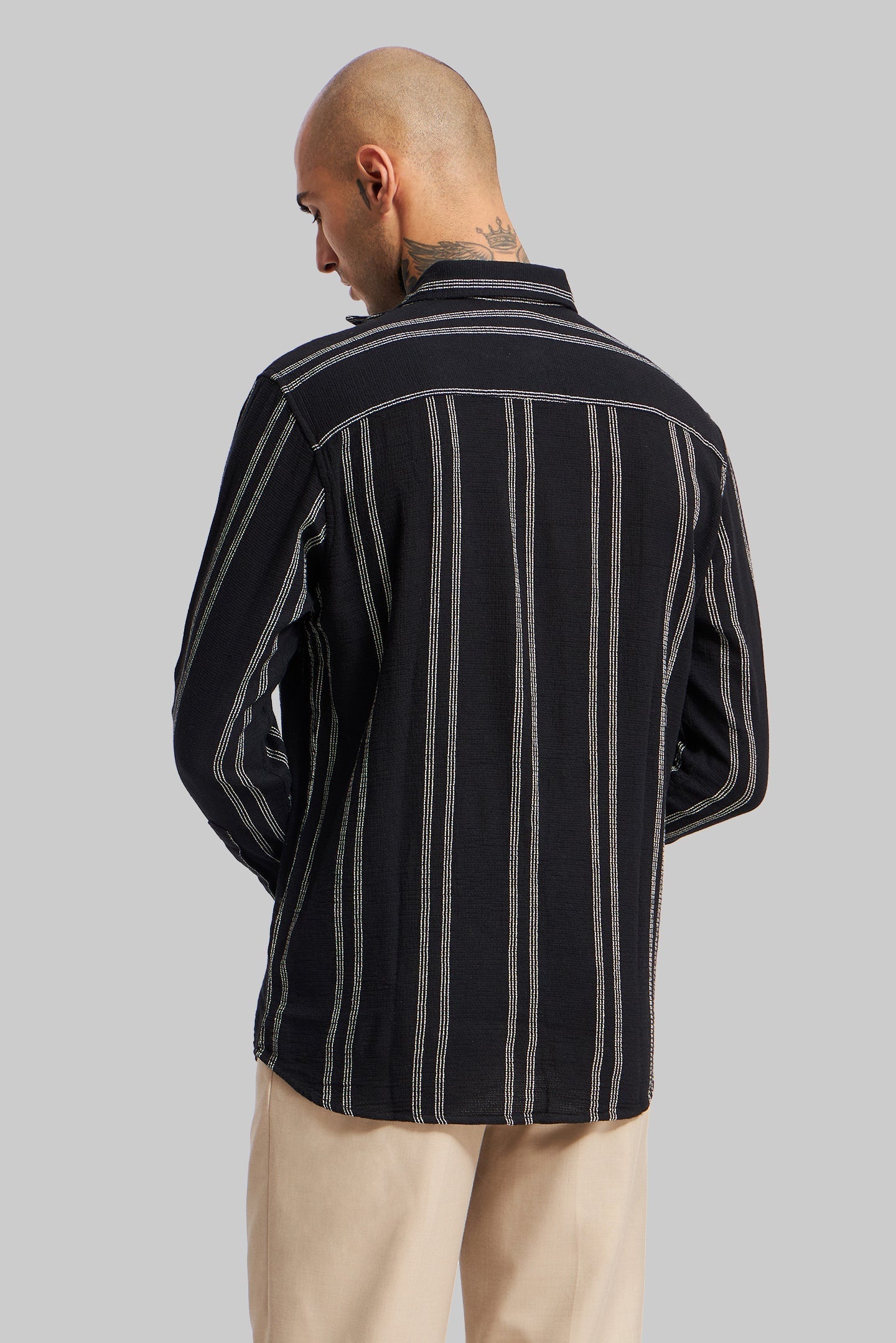 Black Striped Textured Shirt