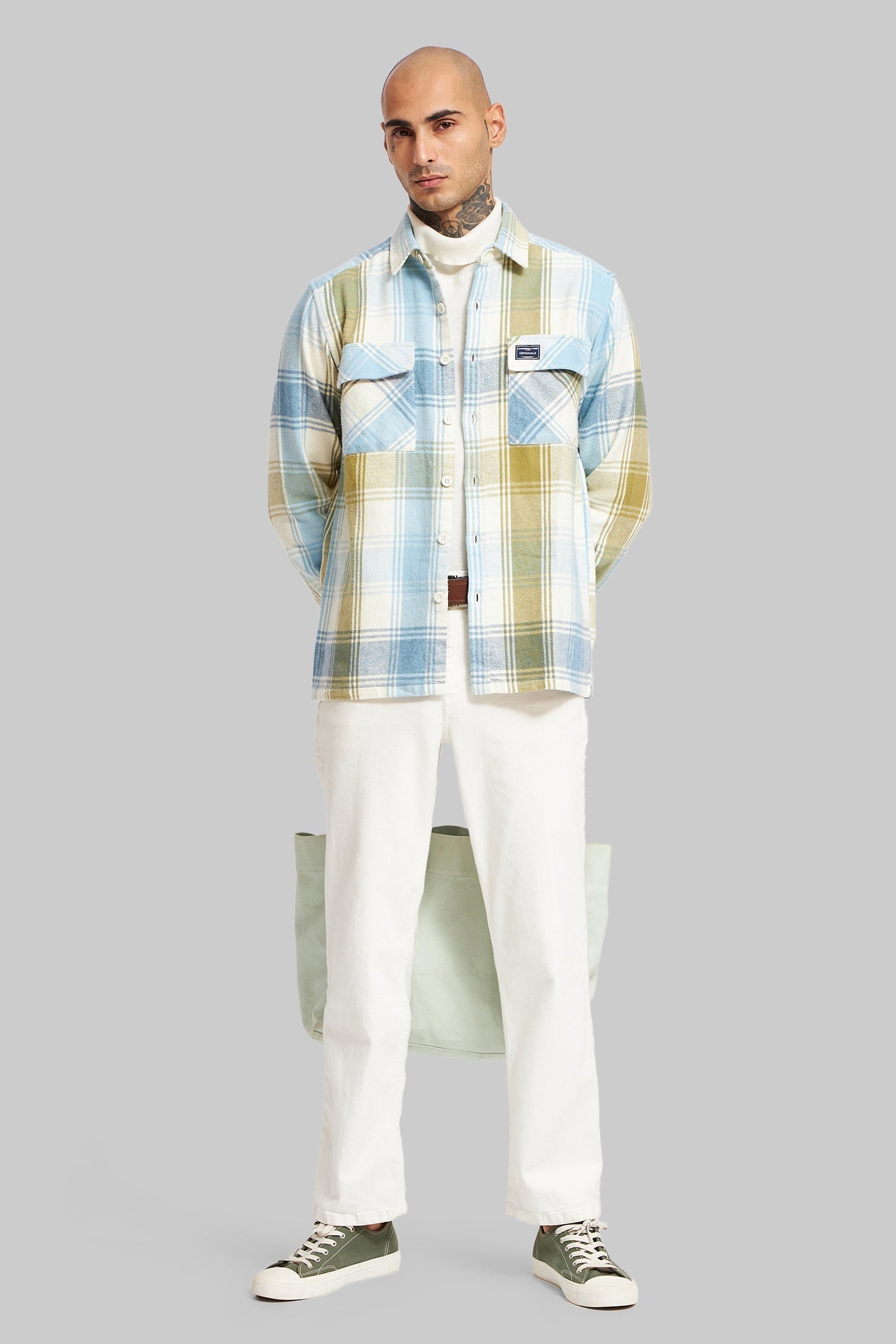 Blue Plaid Check Shacket