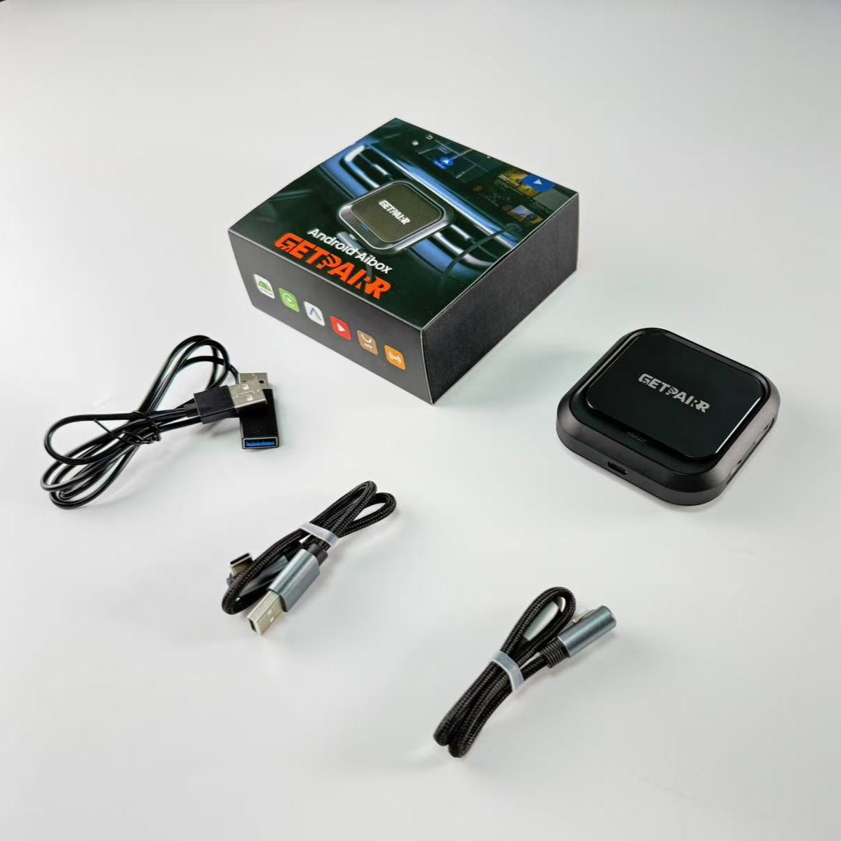 Homeshopaye GetPairr AI Box 2.0 (compatible with all cars ) , Android 13 ,8 Gb ram ,  128 Gb storage, Wireless | Carplay Android Auto 3 in 1
