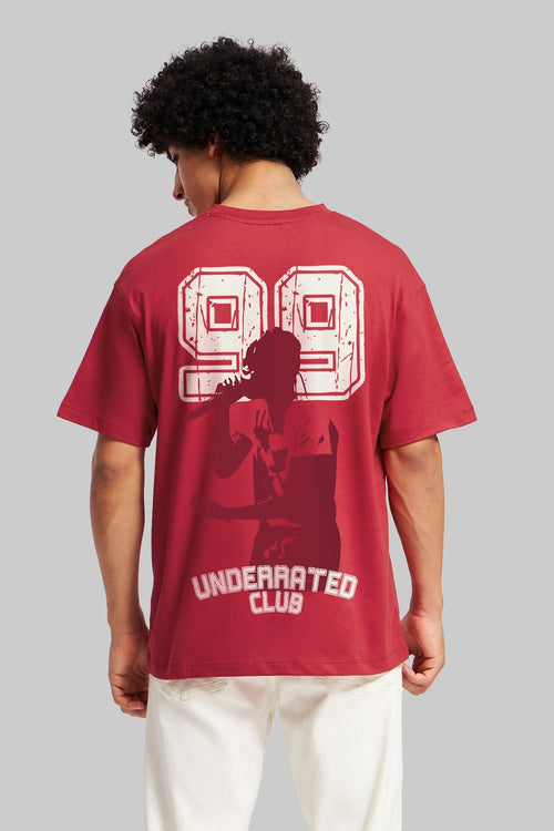 Mic Drop 99 Red Oversized Fit T-Shirt Men