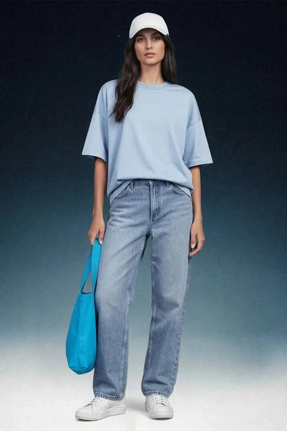 Light Blue High Rise Wide Leg Women Jeans