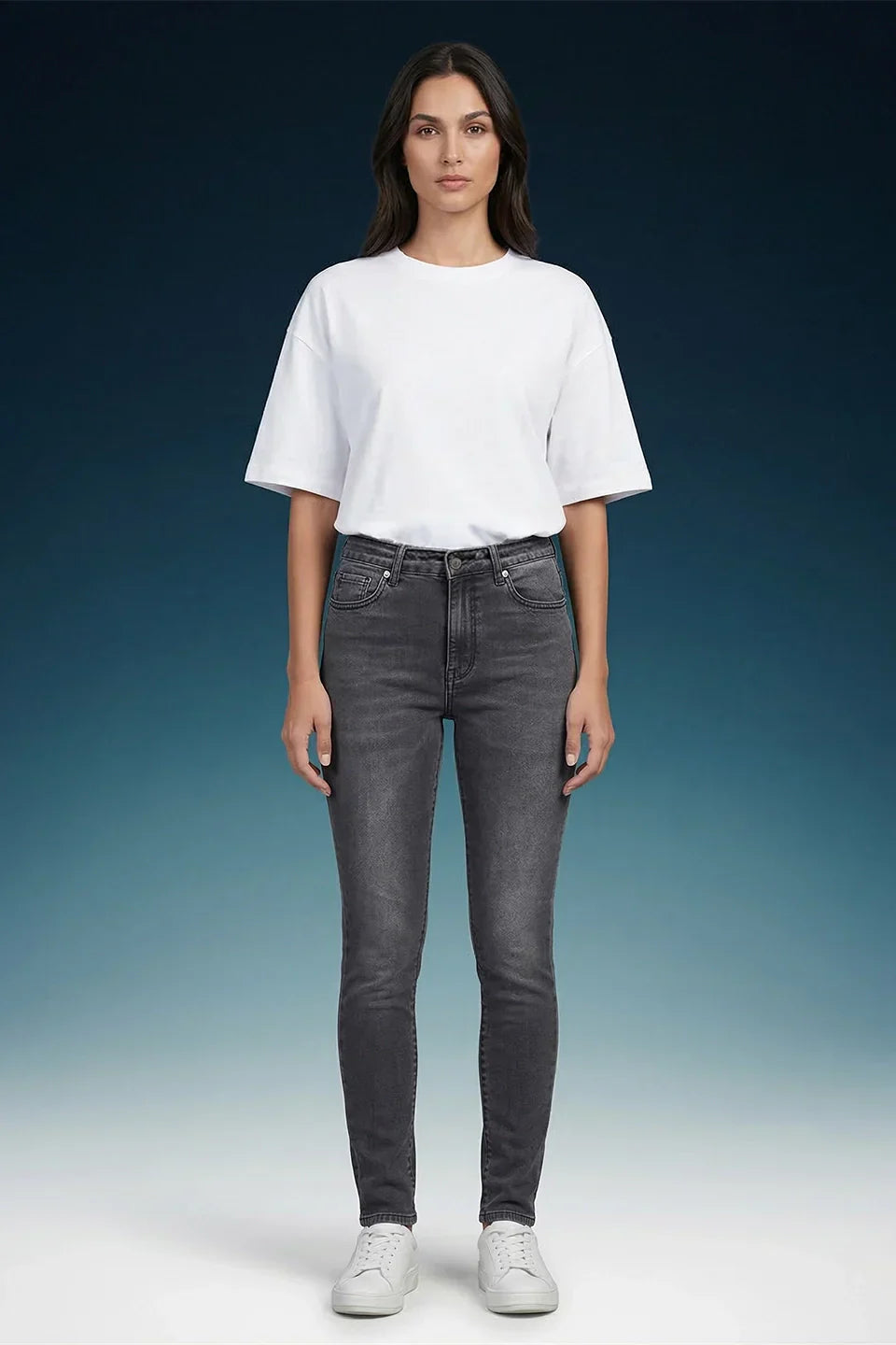 Grey High Rise Skinny Women Jeans