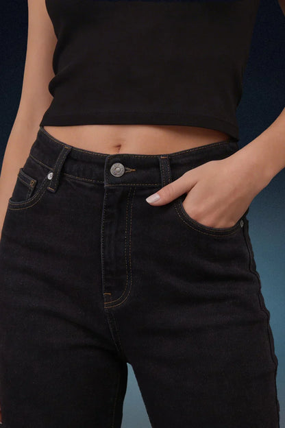 Black High Rise Mom Fit Women Jeans