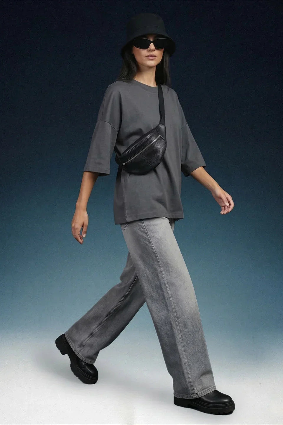 Light Grey High Rise Baggy Women Jeans