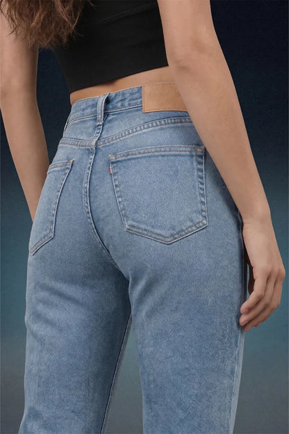 Light Blue Mid Rise Straight Women Jeans