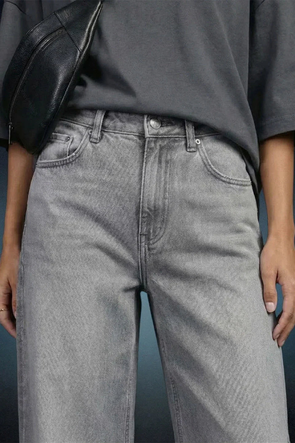Light Grey High Rise Baggy Women Jeans