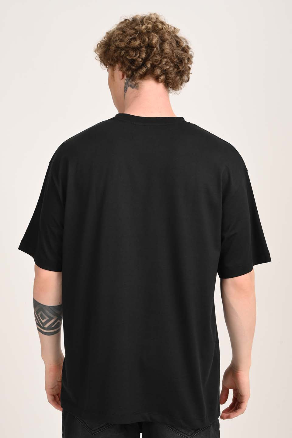 World Tour Stamps Black Oversized Fit T-Shirt Men