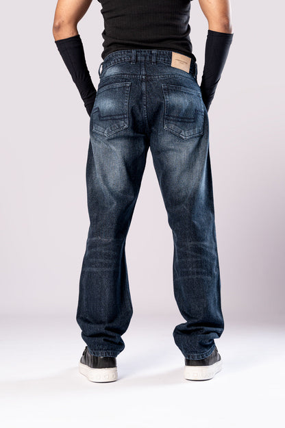 Deep Blue Distressed Men's Relaxed Jeans