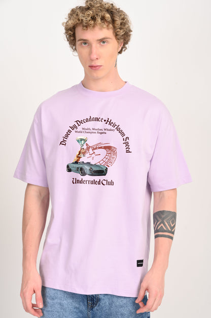 Decadent Drive Lavender Oversized Fit T-Shirt Men