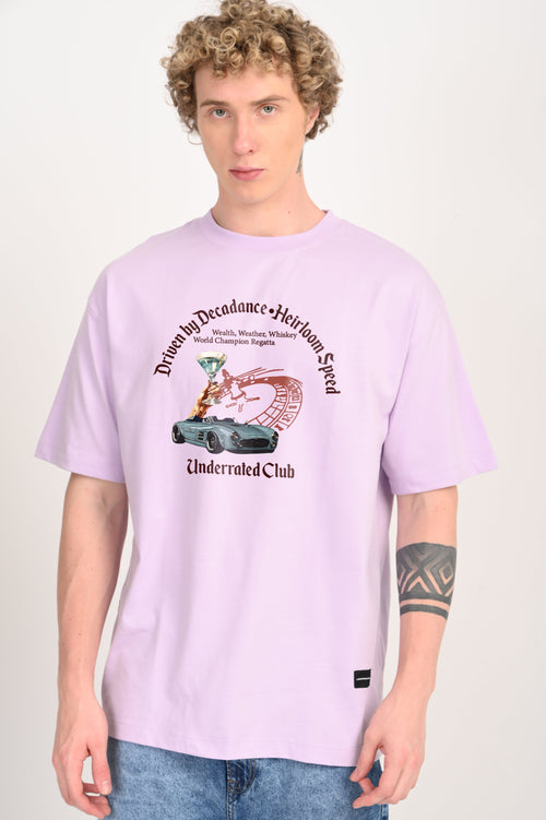 Decadent Drive Lavender Oversized Fit T-Shirt Men