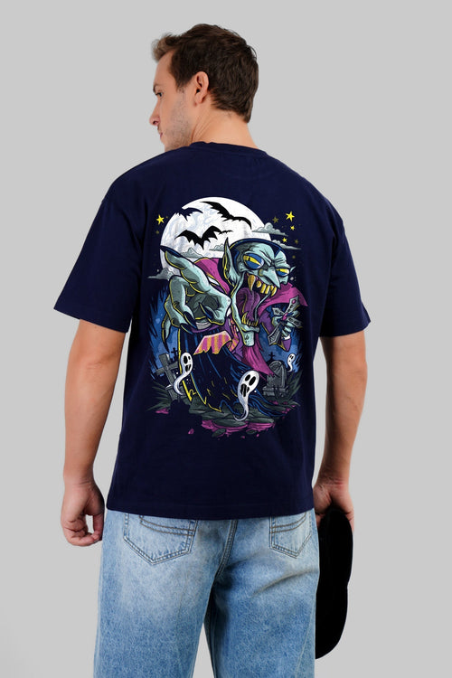 Midnight Monster Navy Blue Oversized Fit T-Shirt Men