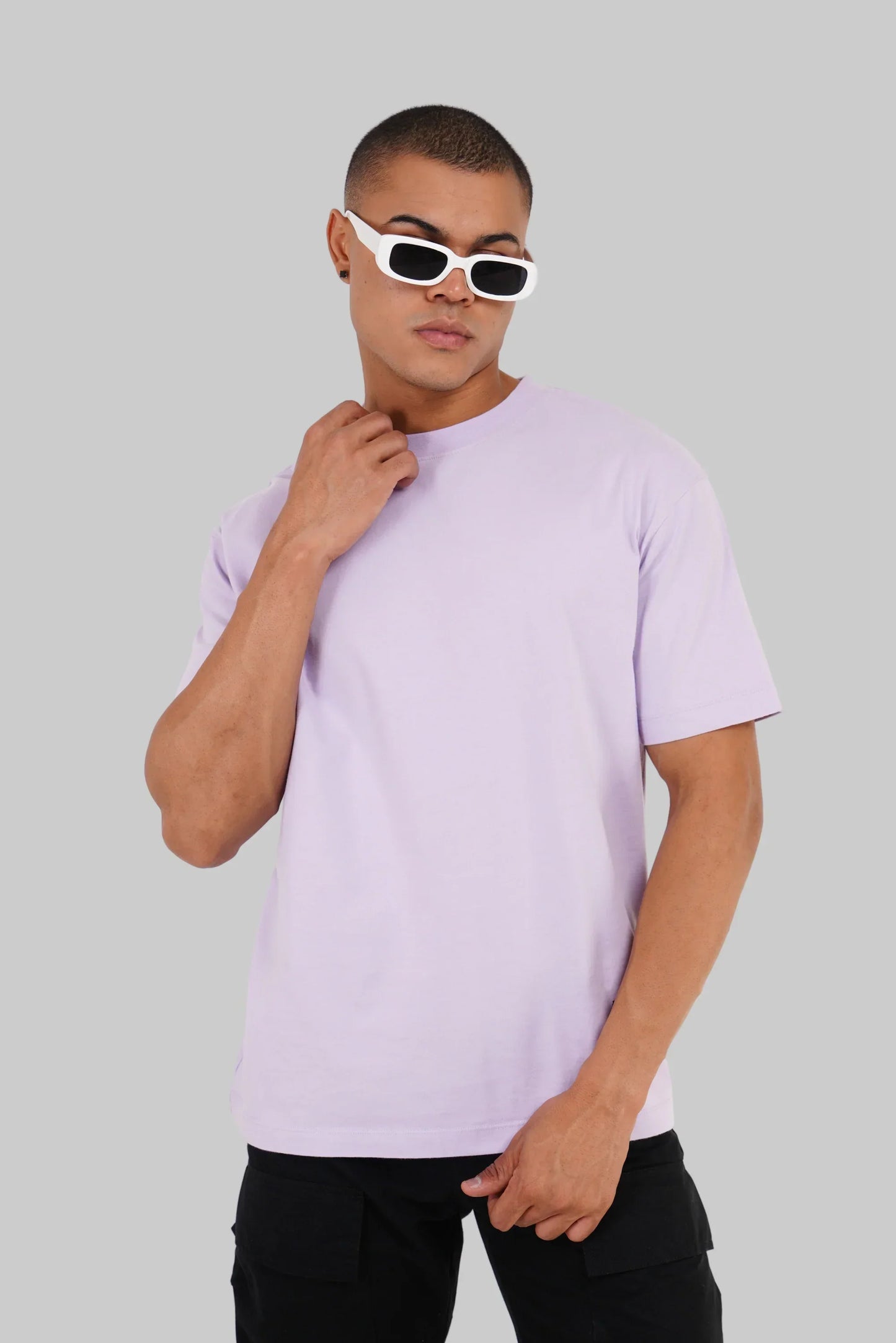 Pack of 3 Oversized Fit T-shirts - Beige/Black/Lilac