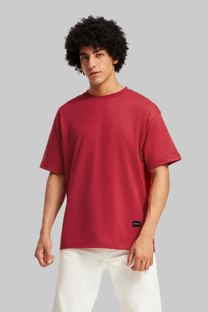 Pack of 4 Oversized Fit T-shirts -Beige/Lilac/Red/Grey