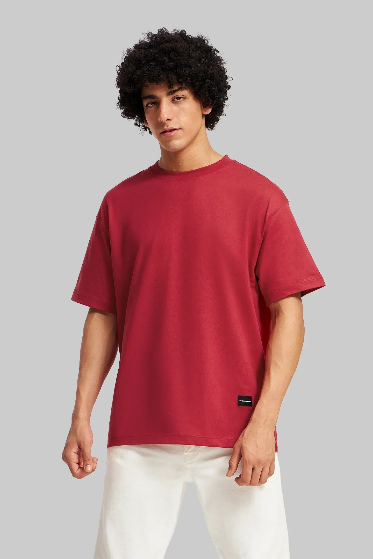 Pack of 4 Oversized Fit T-shirts - Red/Black/Blue/Navy