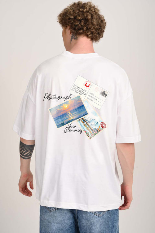 Photograph Memories White Baggy Fit T-Shirt Men