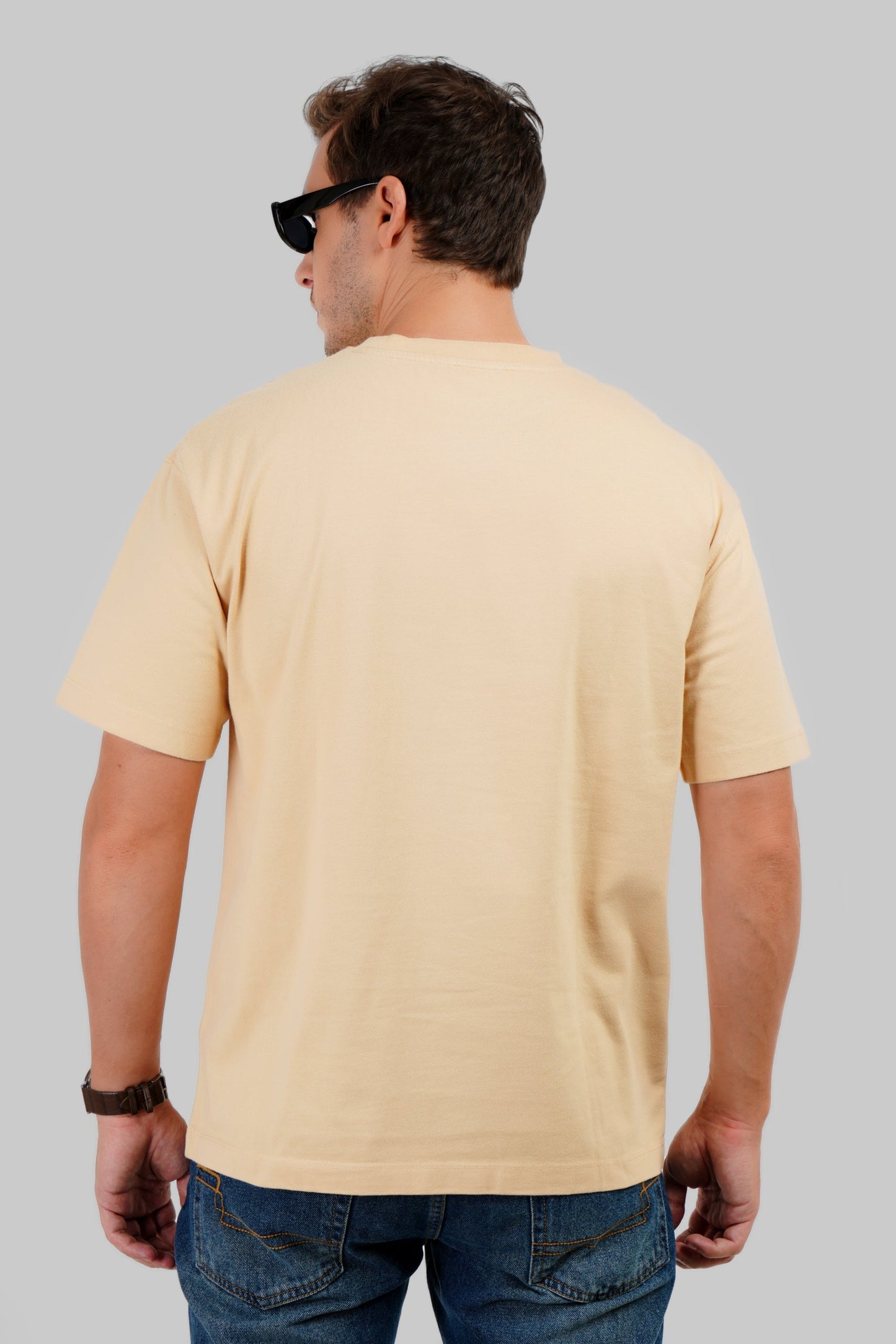Realm of Senses Beige Oversized Fit T-Shirt Men