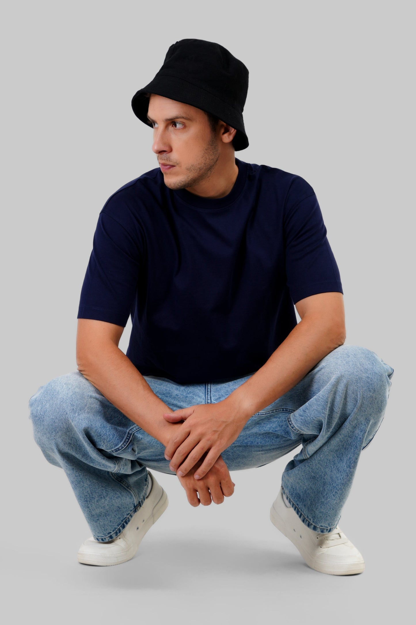 Midnight Monster Navy Blue Oversized Fit T-Shirt Men