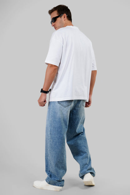 Invisible Gecko White Baggy Fit T-Shirt Men
