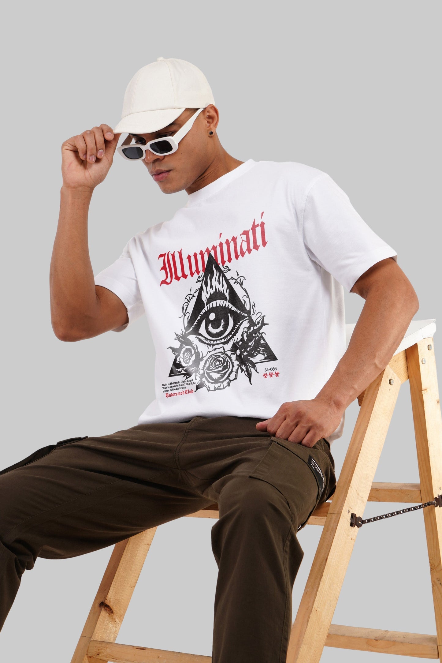 Illuminati White Oversized Fit T-Shirt Men