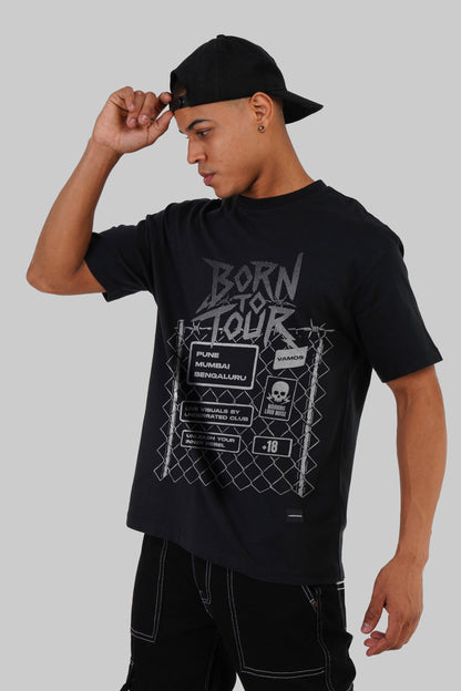 City Tour Drop Black Oversized Fit T-Shirt Men