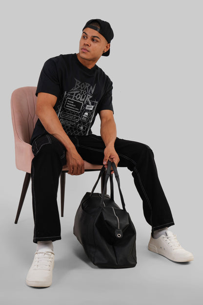 City Tour Drop Black Oversized Fit T-Shirt Men