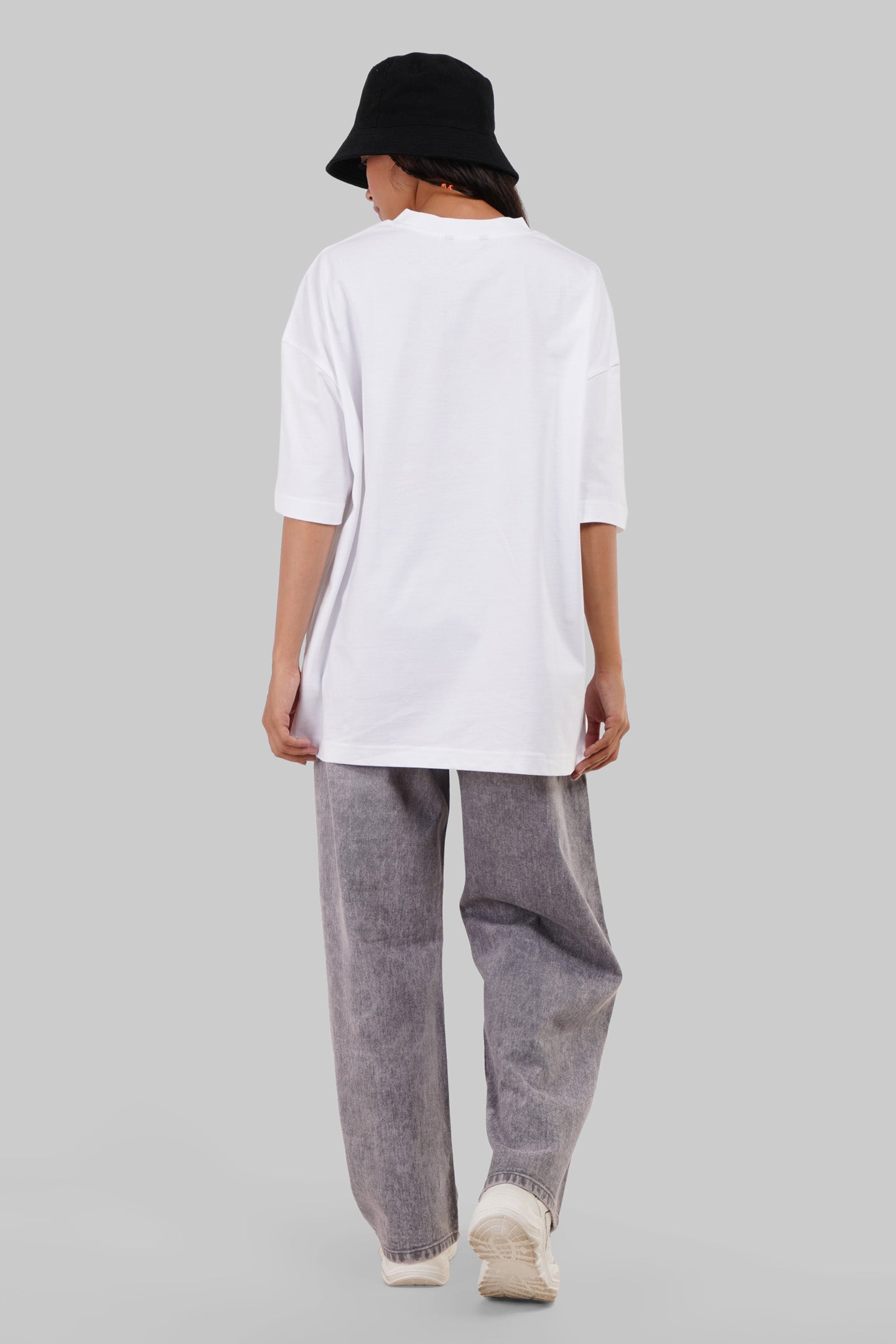 Confident Typographic White Baggy Fit T-Shirt Women