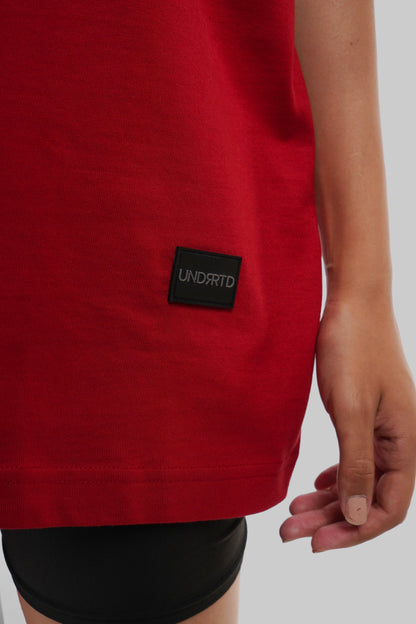 Solid Red Half Sleeves T-Shirt For Women Baggy Fit