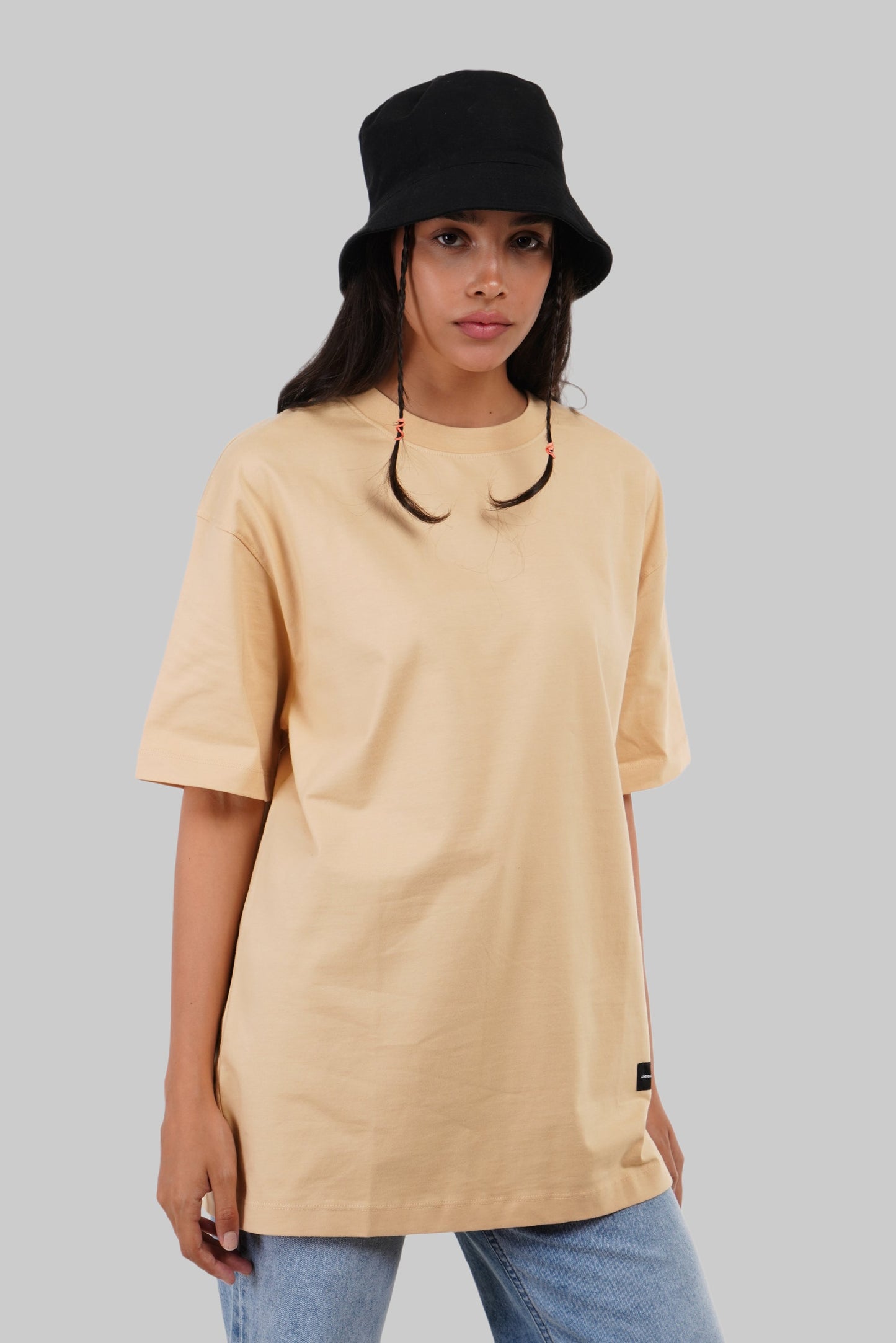 Tropical Vacation Beige Oversized Fit T-Shirt Women