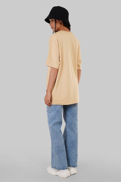 Anime Lady Beige Oversized Fit T-Shirt Women
