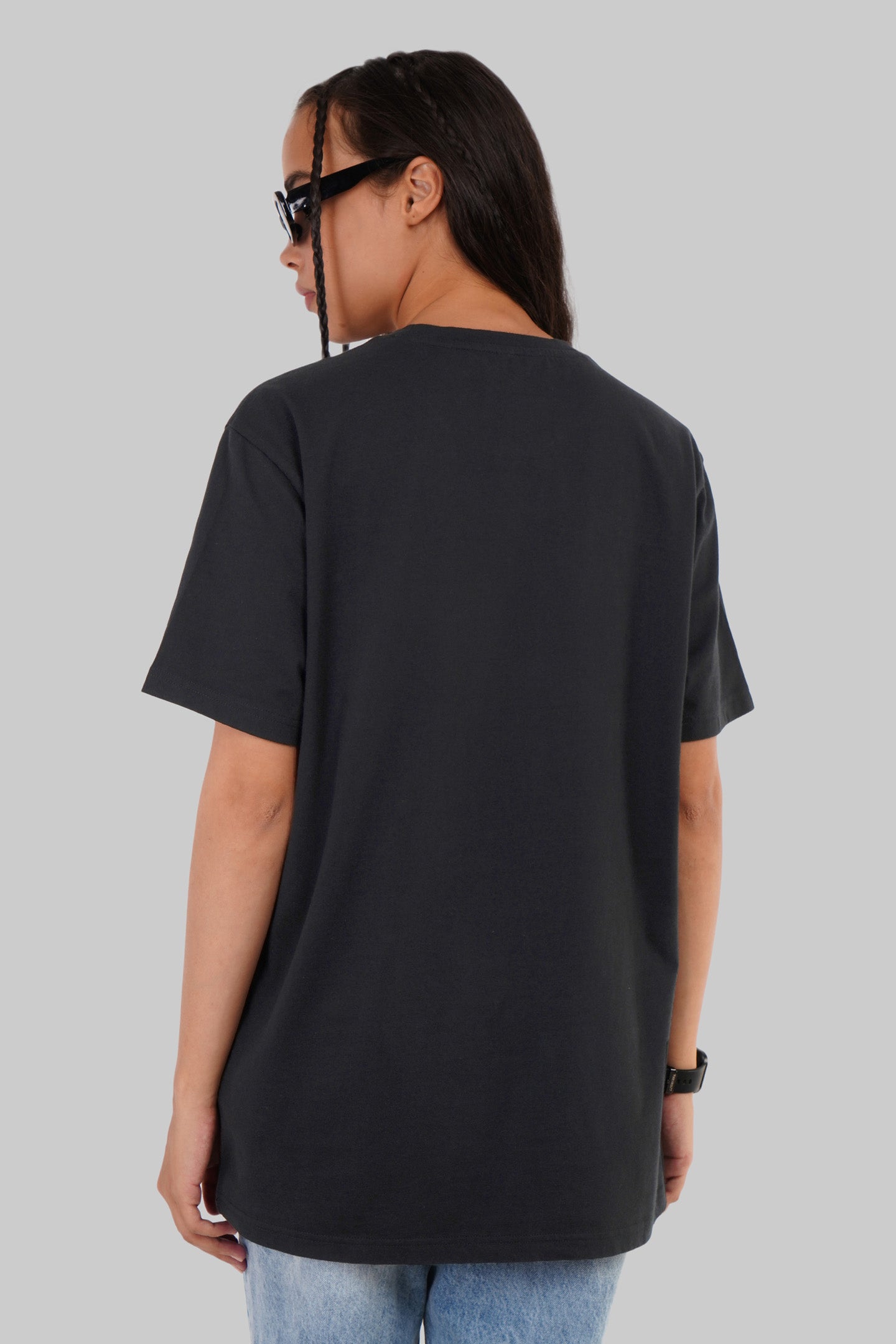 Chalk Flower Black Boyfriend Fit T-Shirt Women