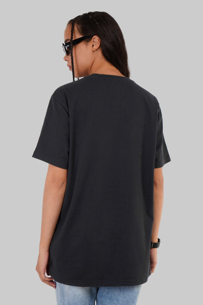 Chalk Flower Black Boyfriend Fit T-Shirt Women