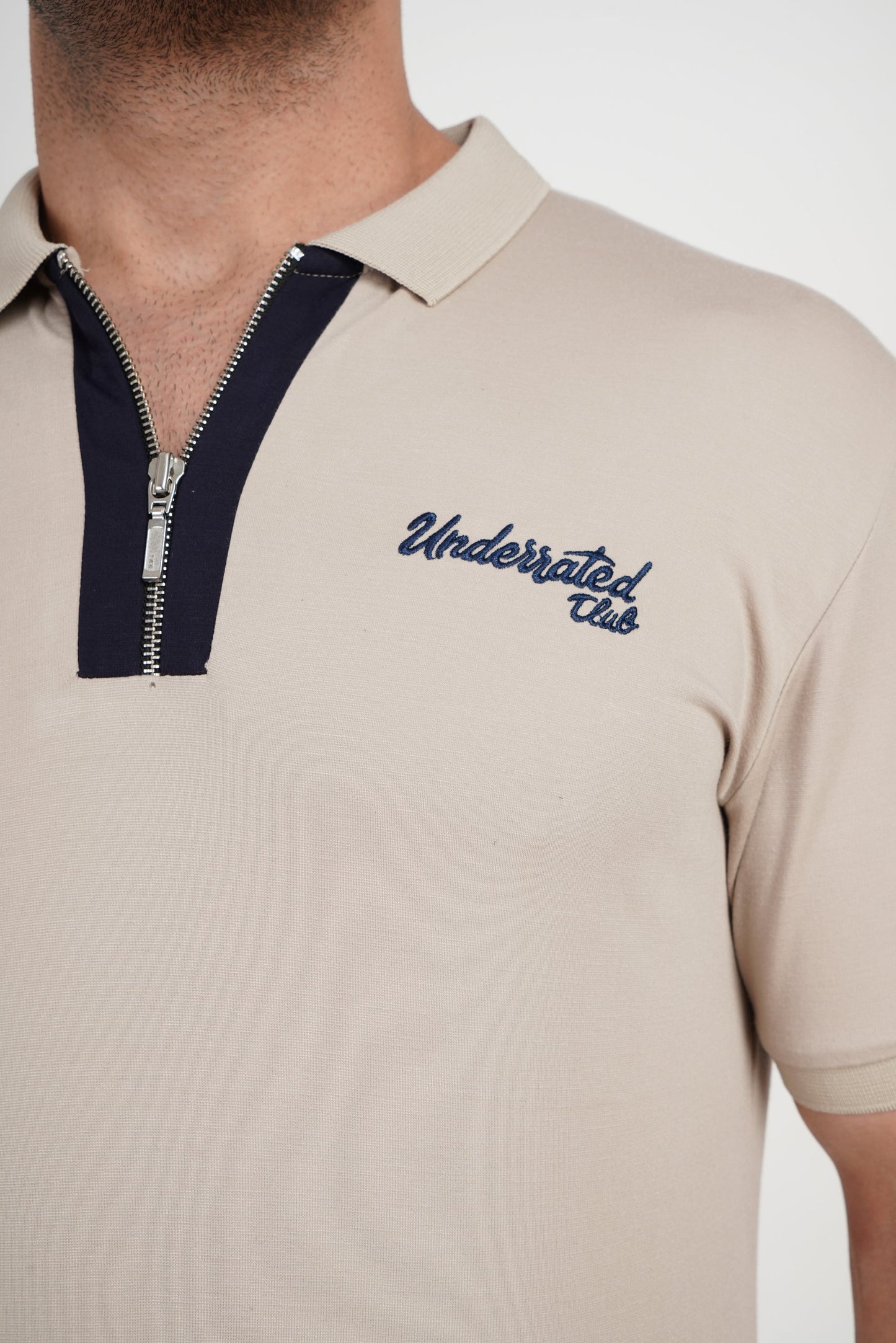 Men's Polo Neck T-shirt Combo - Pack of 2 Underrated Essentials - Beige and Navy