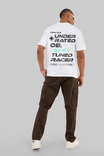 Need 4 Speed White Oversized Fit T-Shirt Men