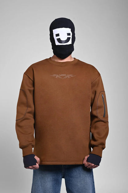 Brown Oversized Y2K Graphic Sweatshirt